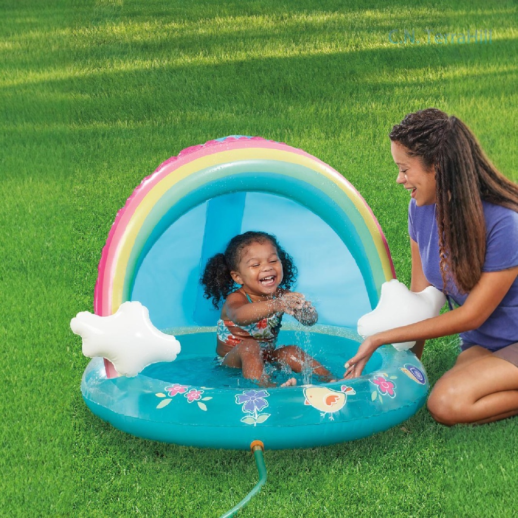 Kids Outdoor Water Table - 무지개 스프링클러가 있는 어린이용 풍선 물놀이