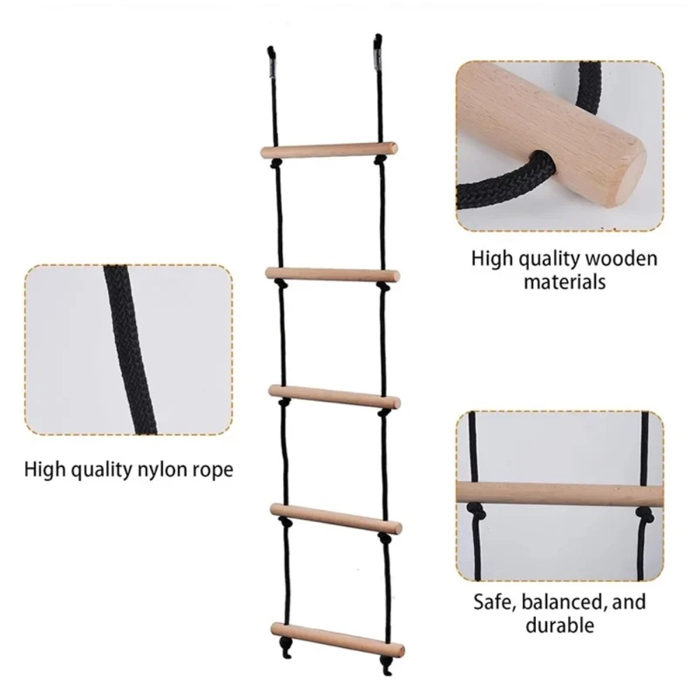 Kids Outdoor Wooden Playset - 어린이용 로프 사다리 나무 그네 실내외