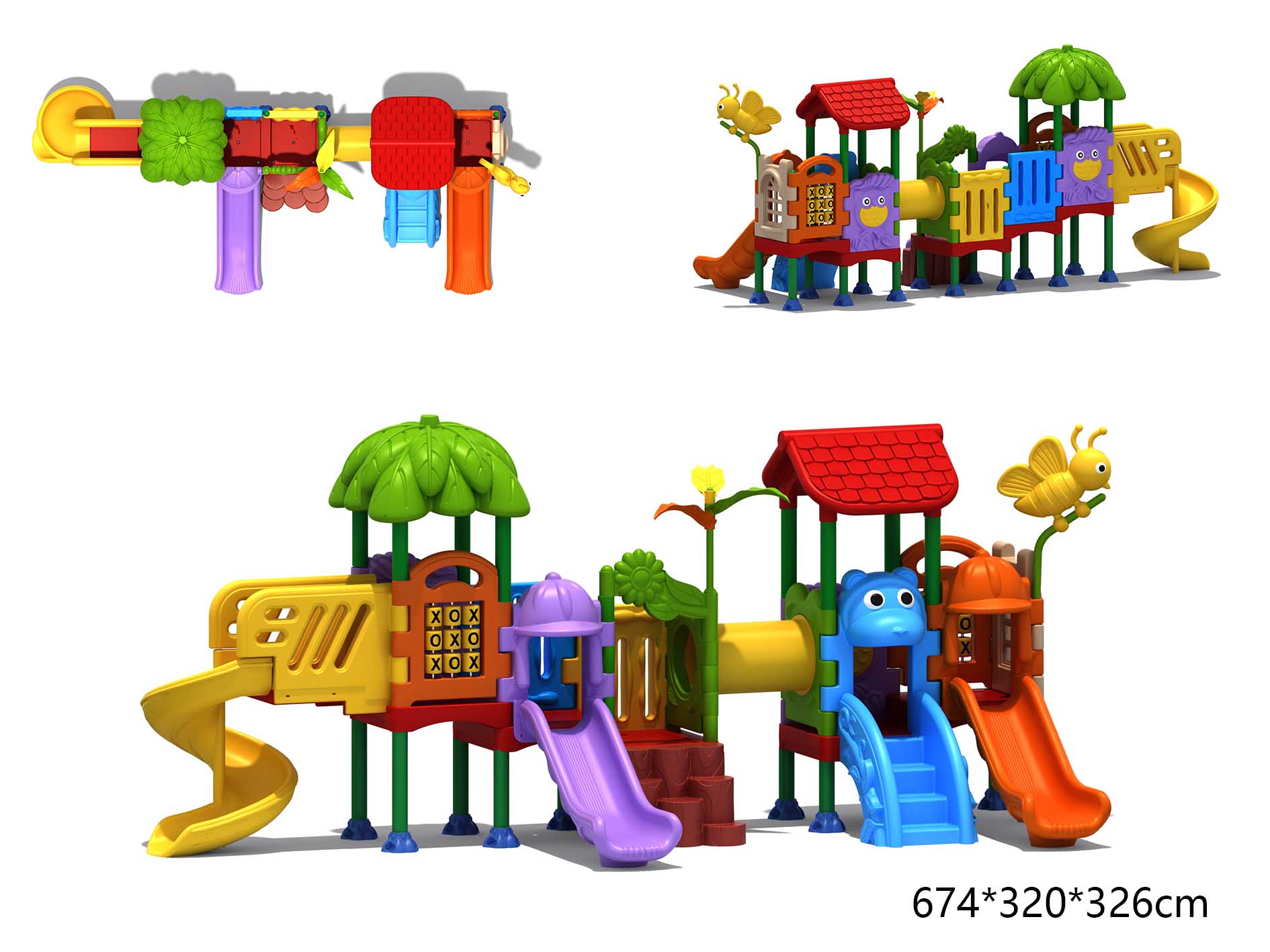 Kids Outdoor Slide Set - 어린이 놀이터 놀이집 세트, 학교 및