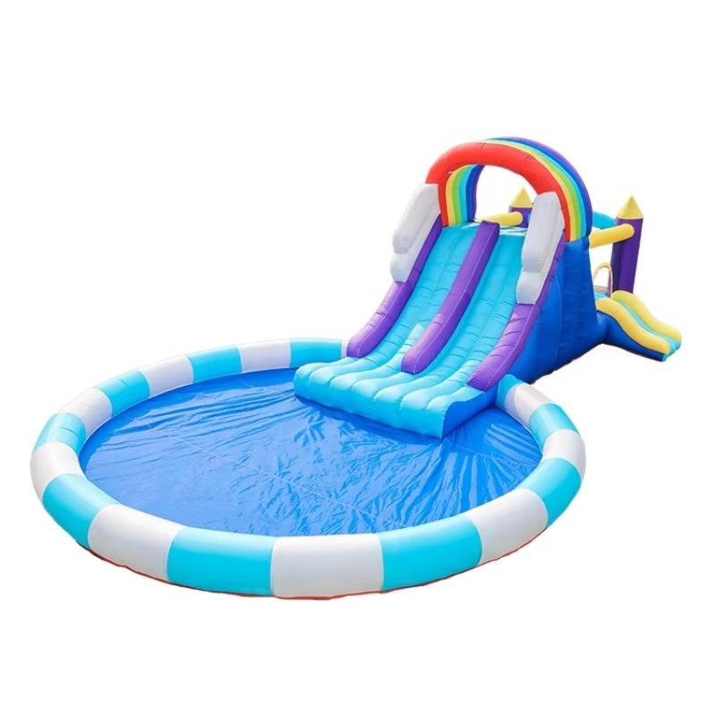 Kids Outdoor Water Slide - 거대 무지개 에어바운스 워터슬라이드 (어린이용 PVC