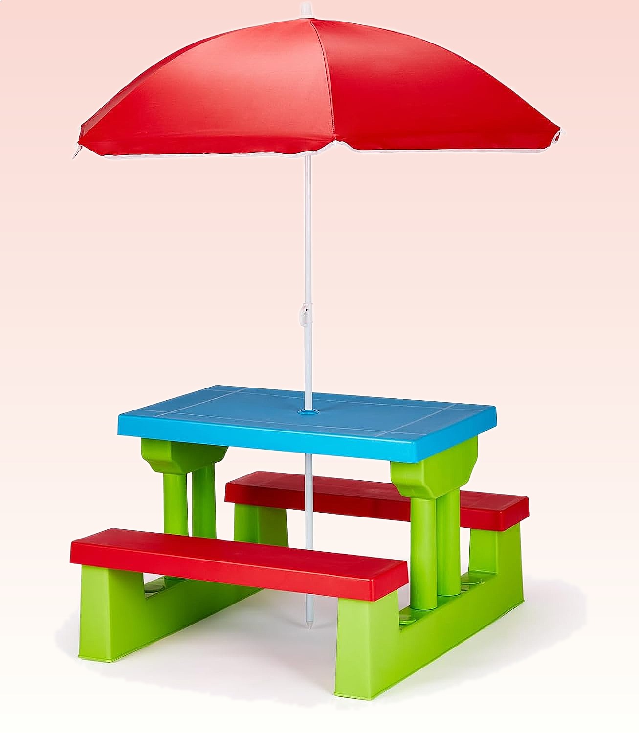 Kids Outdoor Table With Umbrella - 조이모어 어린이 피크닉 테이블(우산 포함), 플라스틱