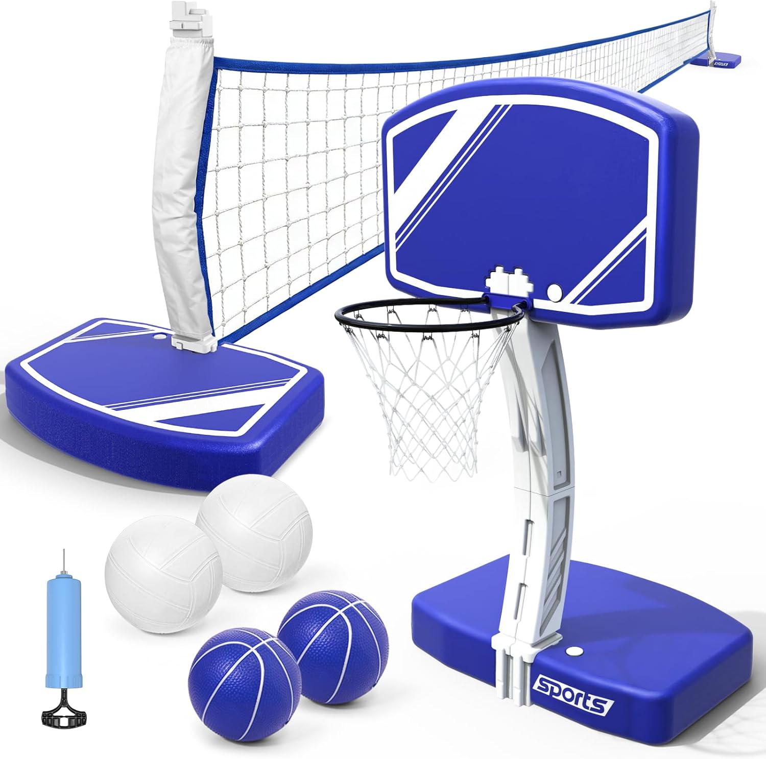 Kids Outdoor Volleyball - 2-in-1 수영장 농구대 및 배구 네트