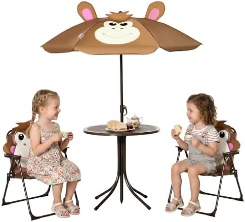 Kids Outdoor Table With Umbrella - 어린이용 테이블 및 의자 세트 피크닉