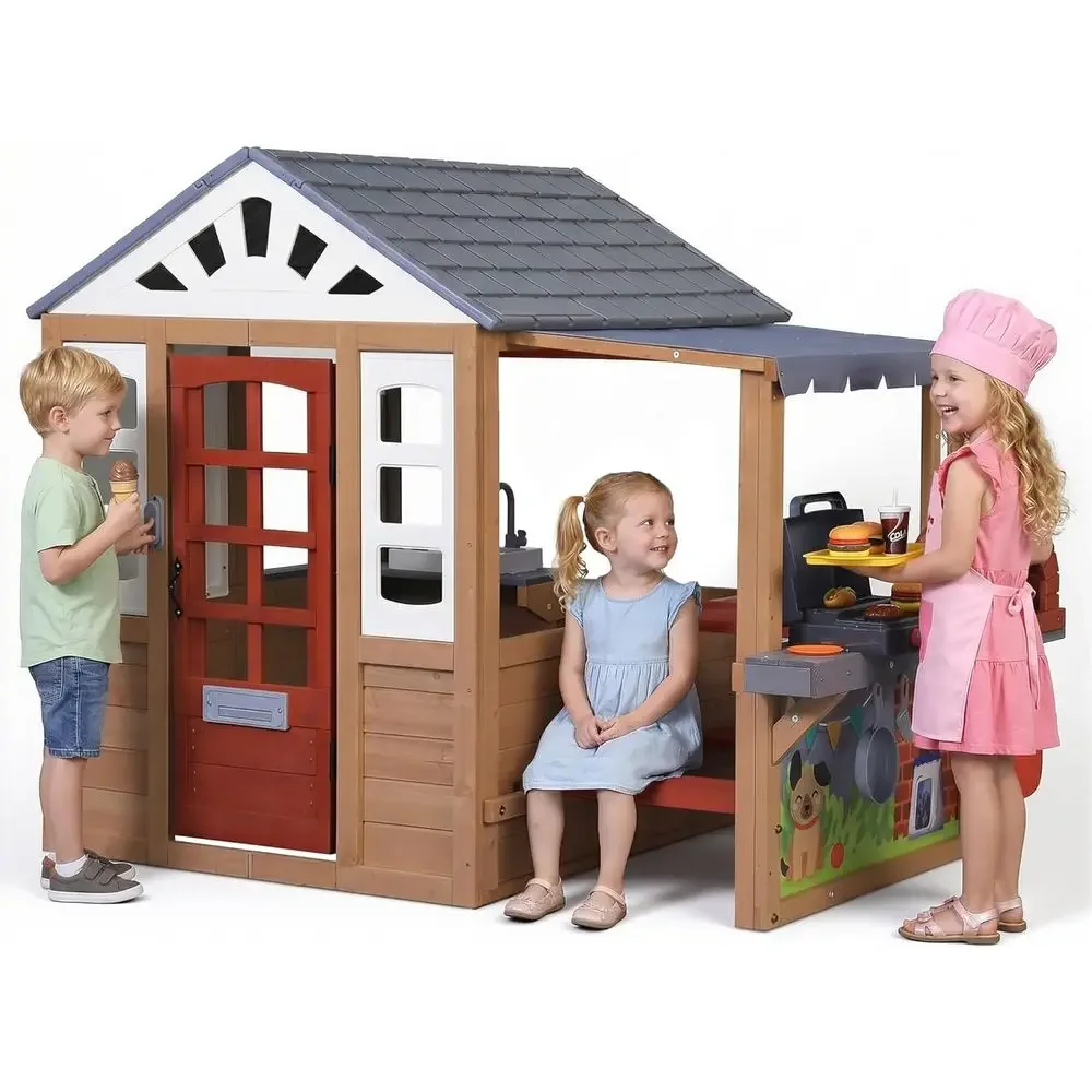 Kids Outdoor Wooden Playset - 어린이 야외용 나무 놀이집, CeWooden 플레이