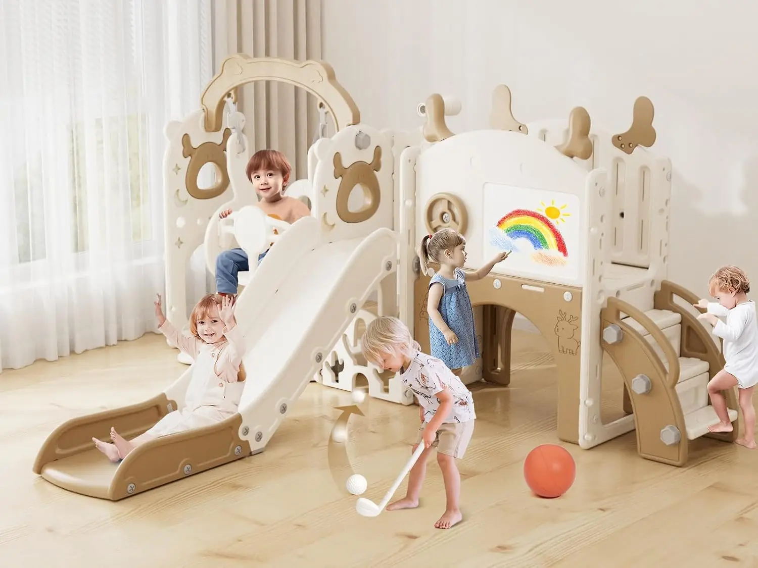 Kids Outdoor Slide Set - 13-in-1 유아용 슬라이드 및 스윙 세트,
