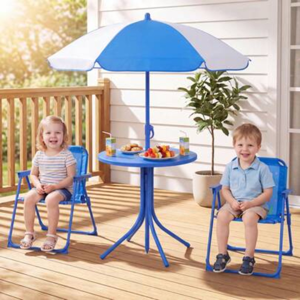 Kids Outdoor Table With Umbrella - 어린이 피크닉 테이블 야외 세트(접이식 의자