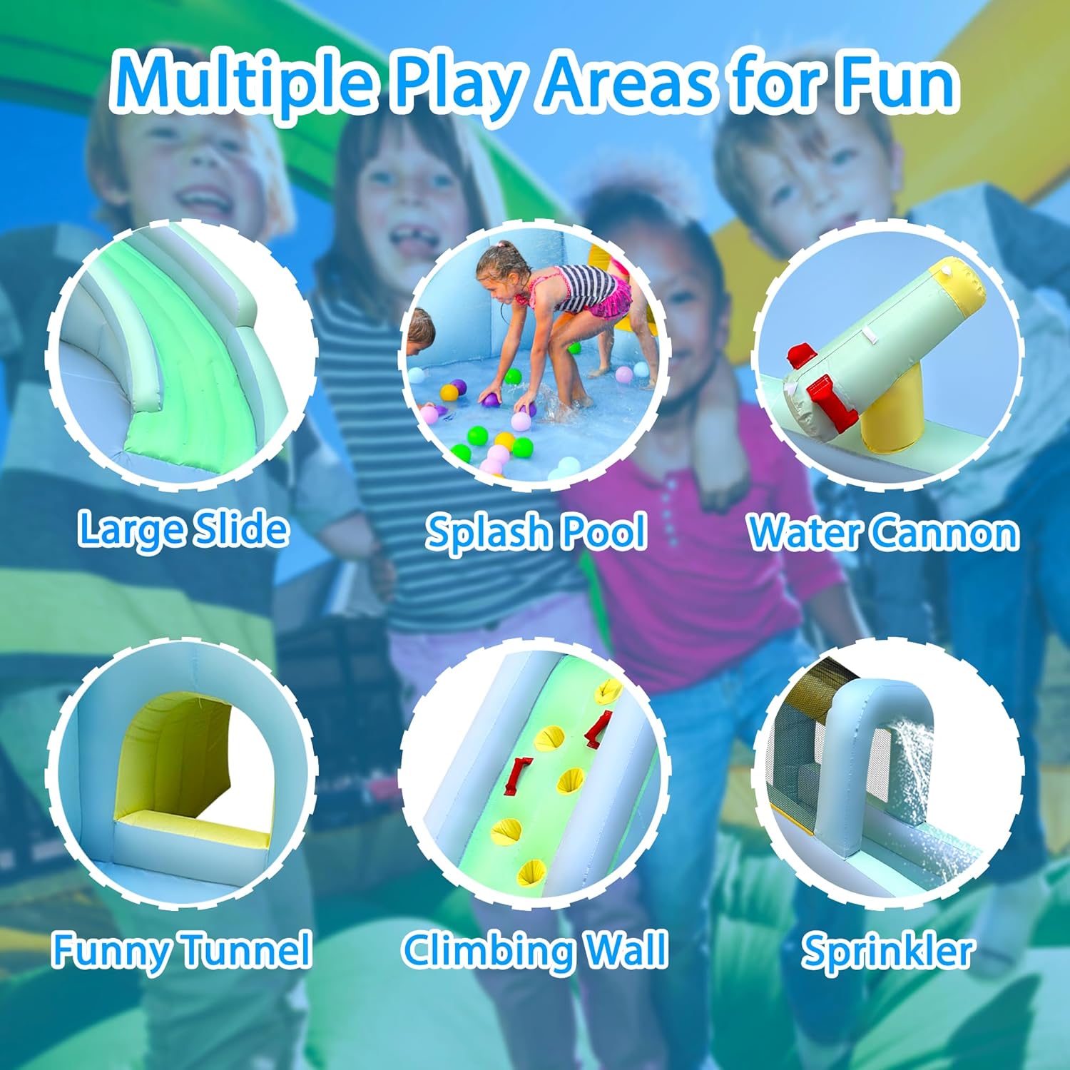6-in-1 어린이용 에어바운스 워터파크, 550W 송 - Kids Outdoor Climbing Wall 리뷰 및 가격