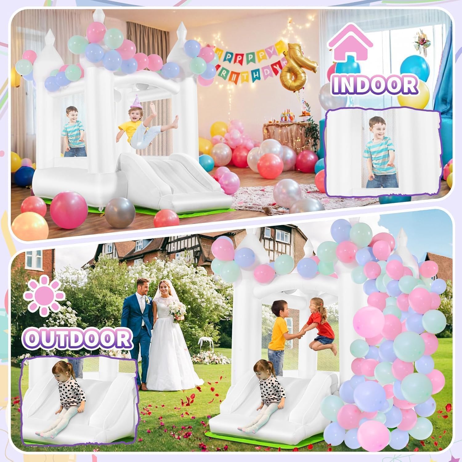 흰색 실내외 겸용 어린이용 바운스 하우스(3~8세) 옥 - Kids Outdoor House 리뷰 및 가격