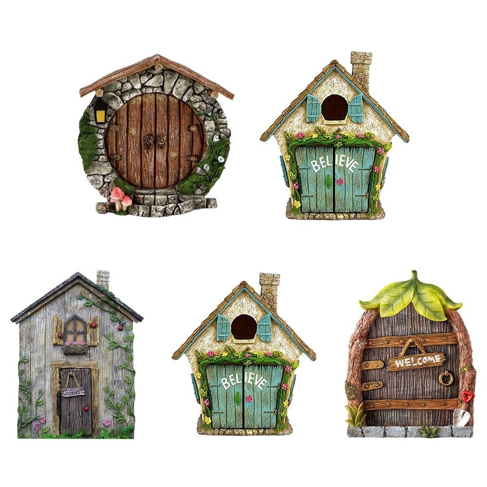 조각 디자인 나무 미니어처 요정 그놈 요정 문짝, 창문 - Kids Outdoor Fairy Garden 리뷰 및 가격