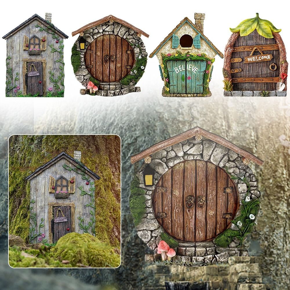 조각 디자인 나무 미니어처 요정 그놈 요정 문짝, 창문 - Kids Outdoor Fairy Garden 리뷰 및 가격