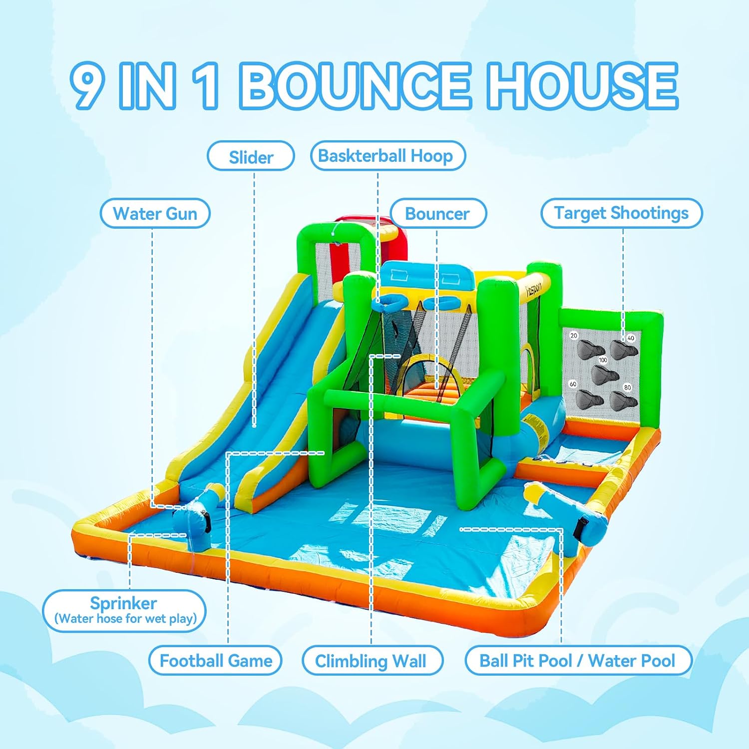FBSPORT 에어바운스 워터슬라이드, 어린이용 실내외 - Kids Outdoor Water Slide 리뷰 및 가격