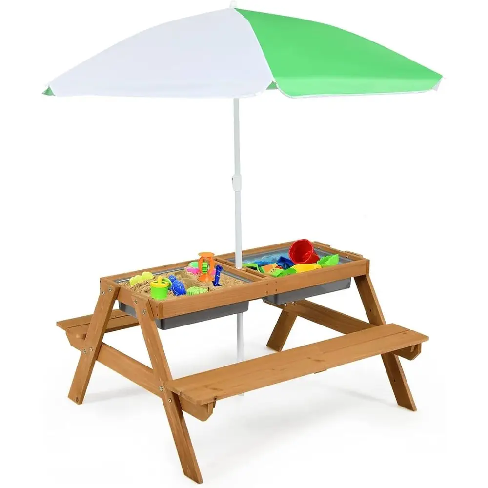 4-in-1 나무 모래놀이 및 물놀이 피크닉 테이블 ( - Kids Outdoor Water Table 리뷰 및 가격