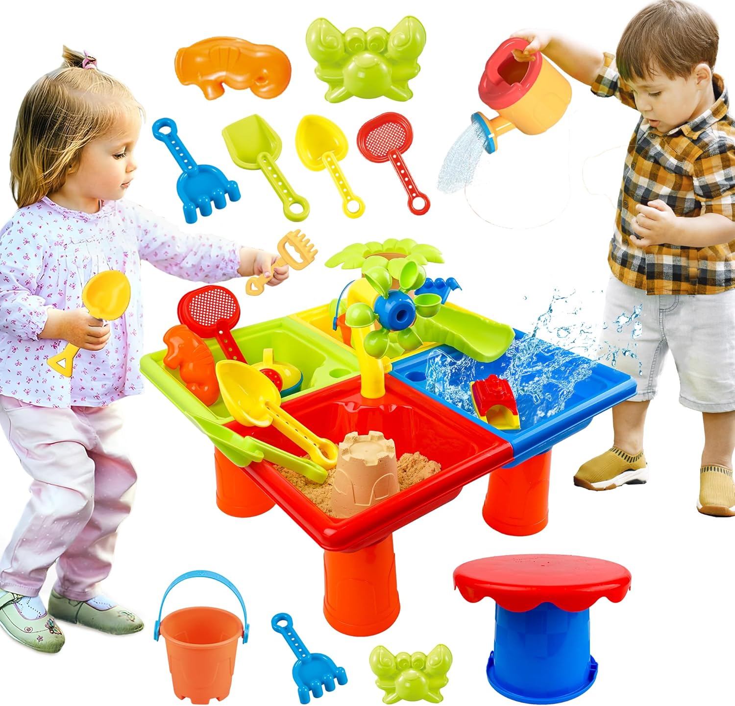 유아를위한 25 Pcs 여름 물 테이블 4 In 1 어 - Kids Outdoor Water Table 리뷰 및 가격