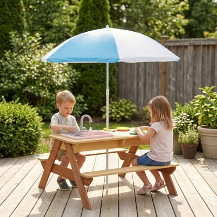 야외용 어린이 피크닉 테이블(우산 포함), 탈부착 가능 - Kids Outdoor Table With Umbrella 리뷰 및 가격