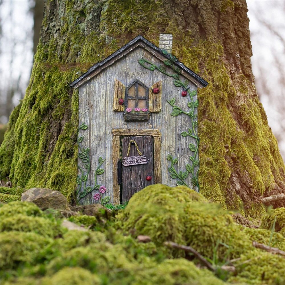 각인 디자인 나무 미니어처 요정 그놈 요정 문 창문 피 - Kids Outdoor Fairy Garden 리뷰 및 가격