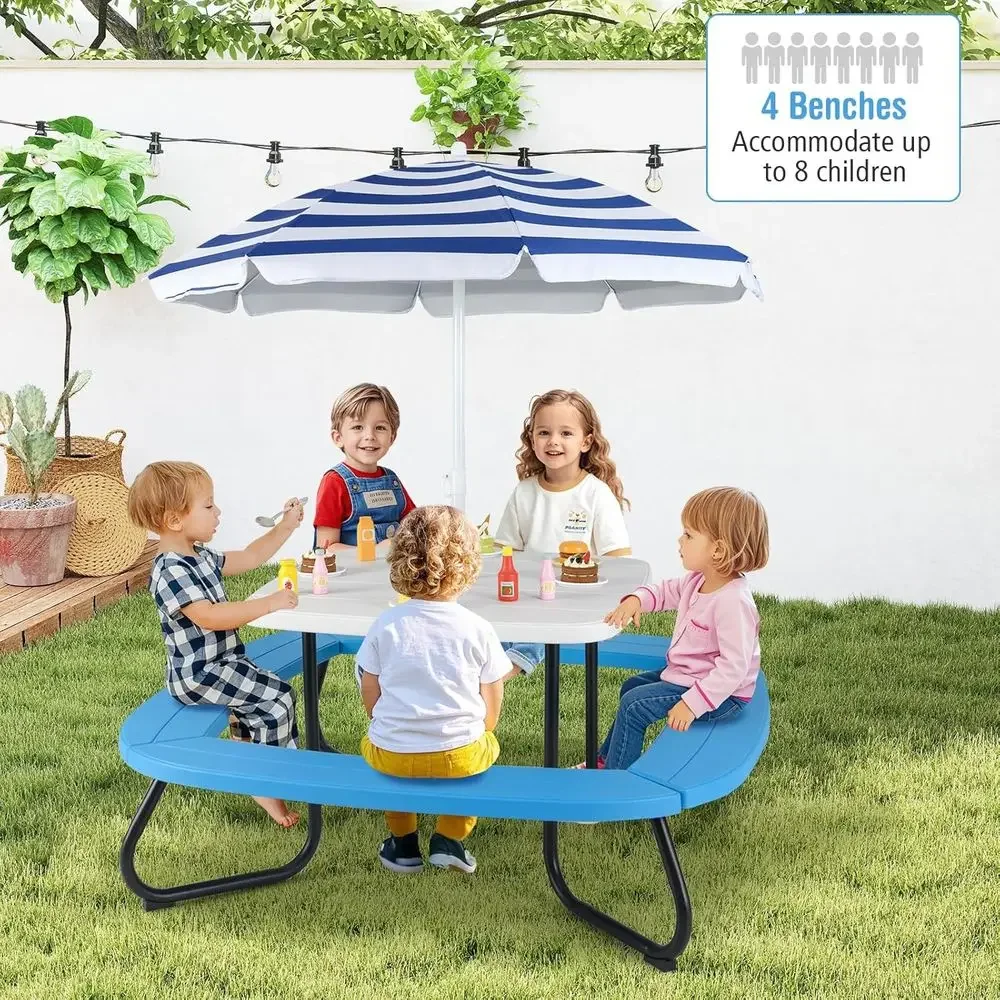 8인용 어린이 피크닉 테이블(우산 포함), 유아용 활동 - Kids Outdoor Table With Umbrella 리뷰 및 가격