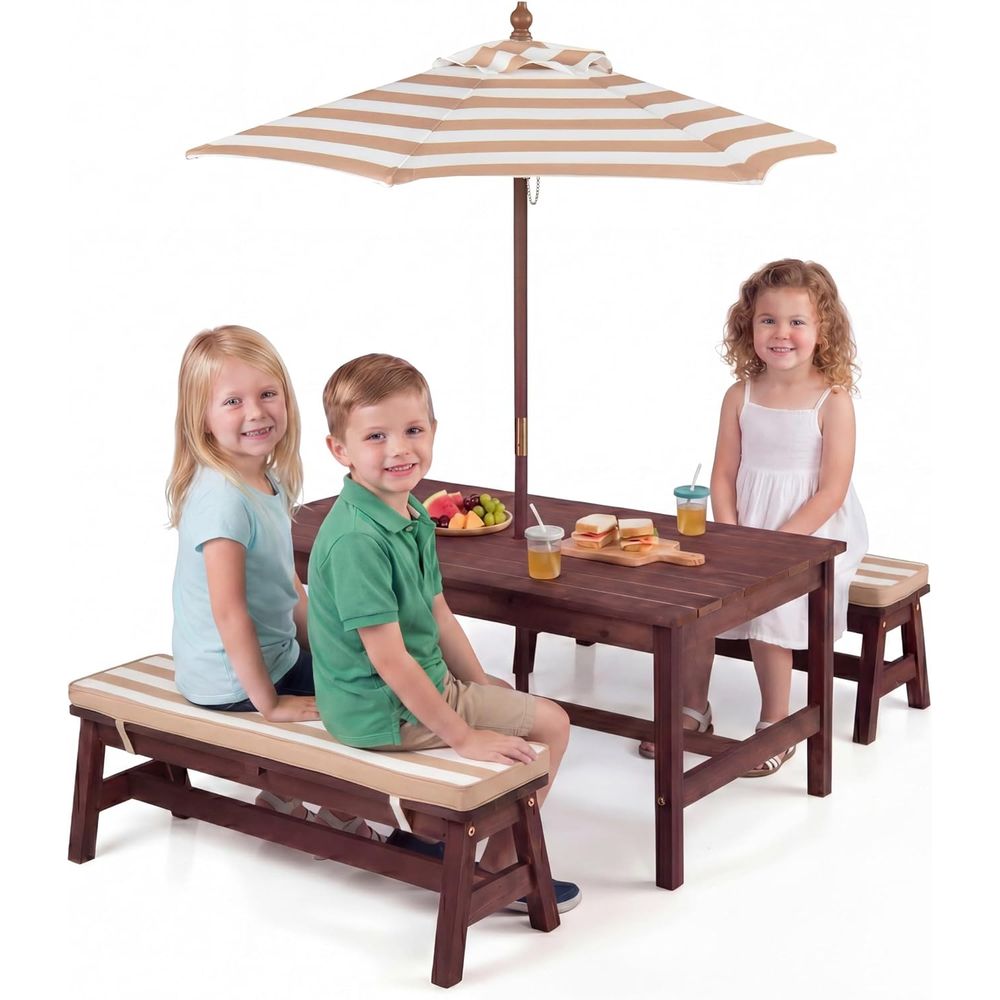 어린이 피크닉 테이블, 대형 42인치 x 23인치 테이 - Kids Outdoor Table With Umbrella 리뷰 및 가격