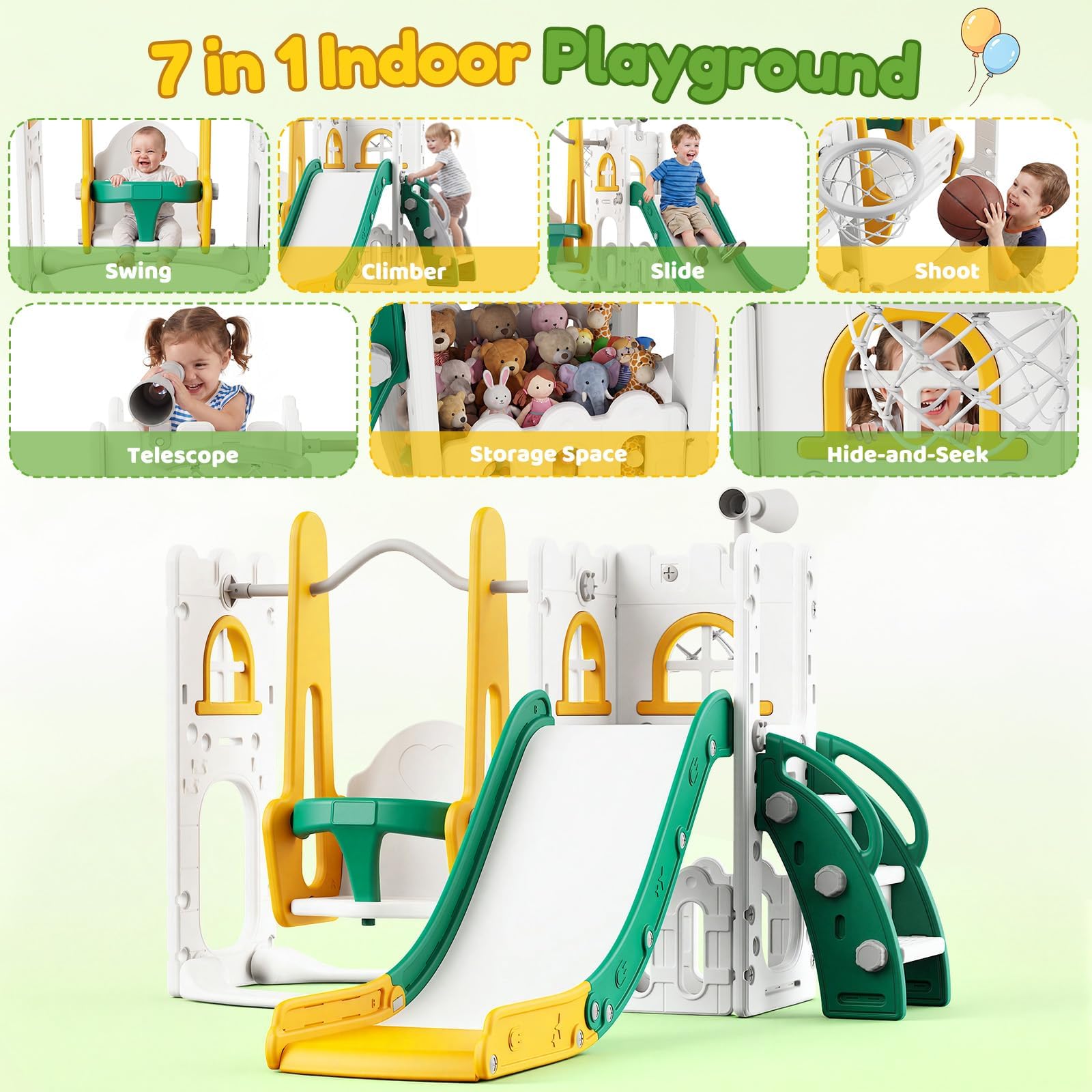 7 in 1 유아용 슬라이드 및 스윙 세트 실내외 어린 - Kids Outdoor Slide Set 리뷰 및 가격