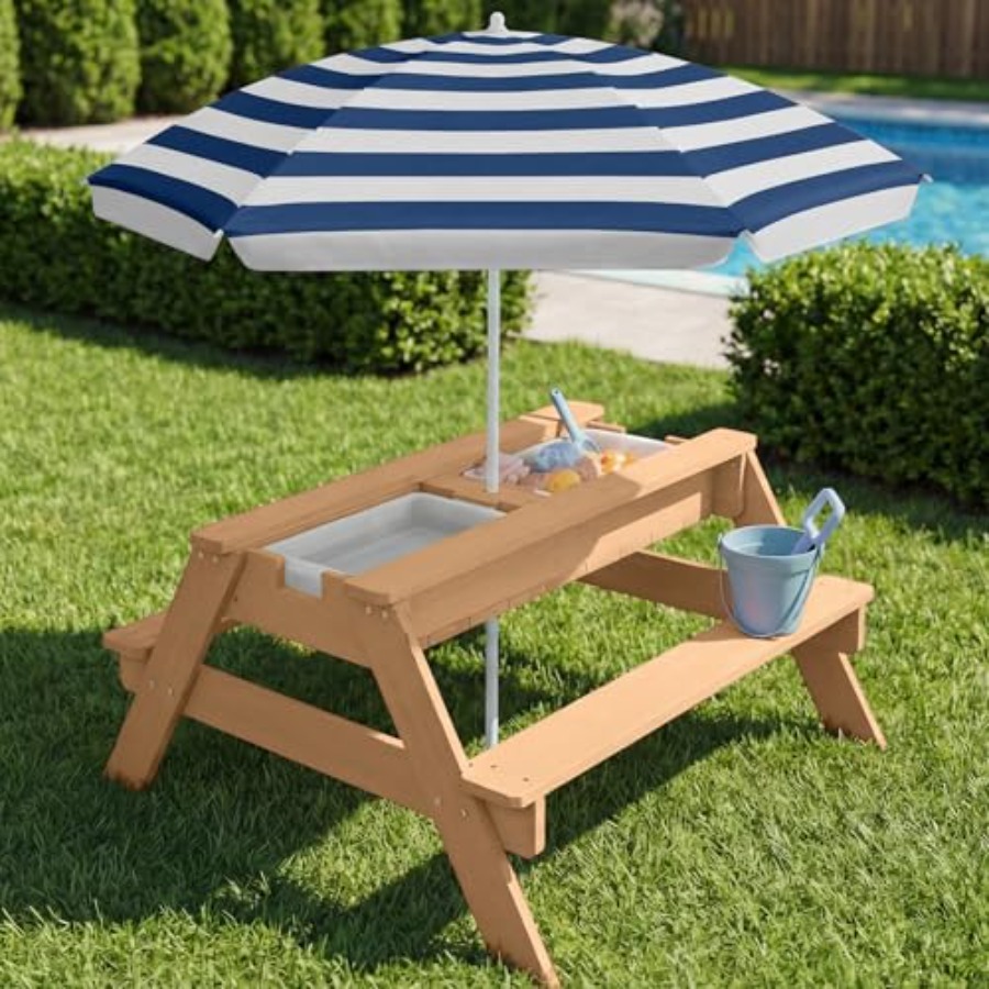 야외용 어린이 피크닉 테이블(우산 포함), 3-in-1 - Kids Outdoor Table With Umbrella 리뷰 및 가격
