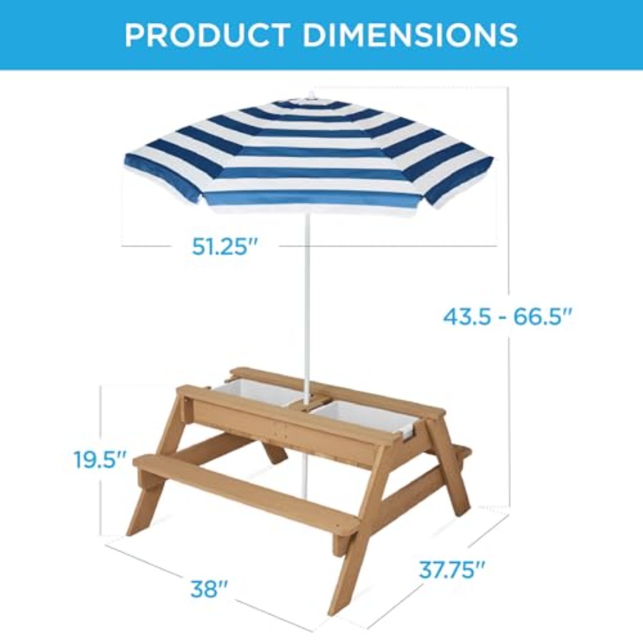 야외용 어린이 피크닉 테이블(우산 포함), 3-in-1 - Kids Outdoor Table With Umbrella 리뷰 및 가격