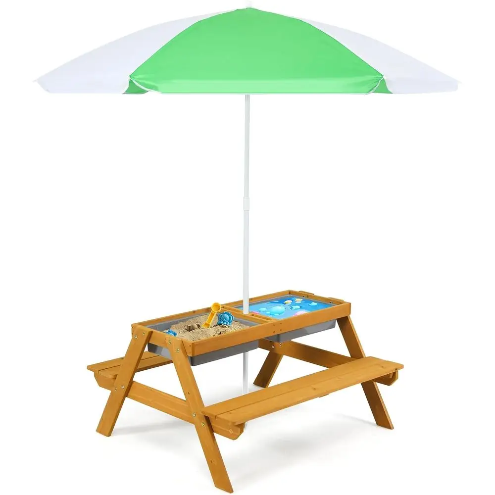 3-in-1 높이 조절 가능한 우산형 어린이 피크닉 테 - Kids Outdoor Table With Umbrella 리뷰 및 가격