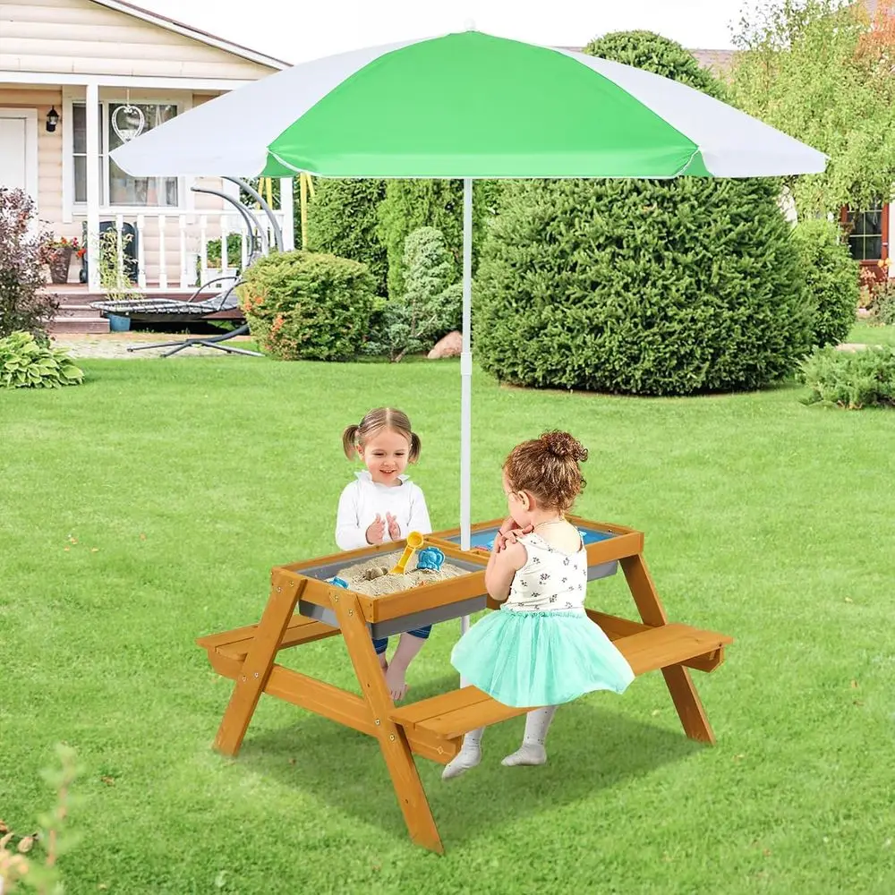 3-in-1 높이 조절 가능한 우산형 어린이 피크닉 테 - Kids Outdoor Table With Umbrella 리뷰 및 가격