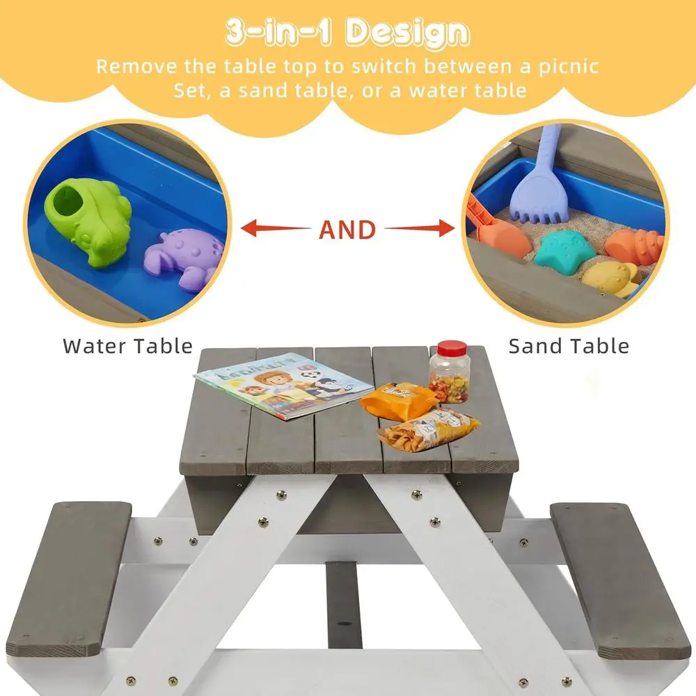어린이용 3-in-1 접이식 나무 피크닉 테이블, 야외 - Kids Outdoor Table With Umbrella 리뷰 및 가격