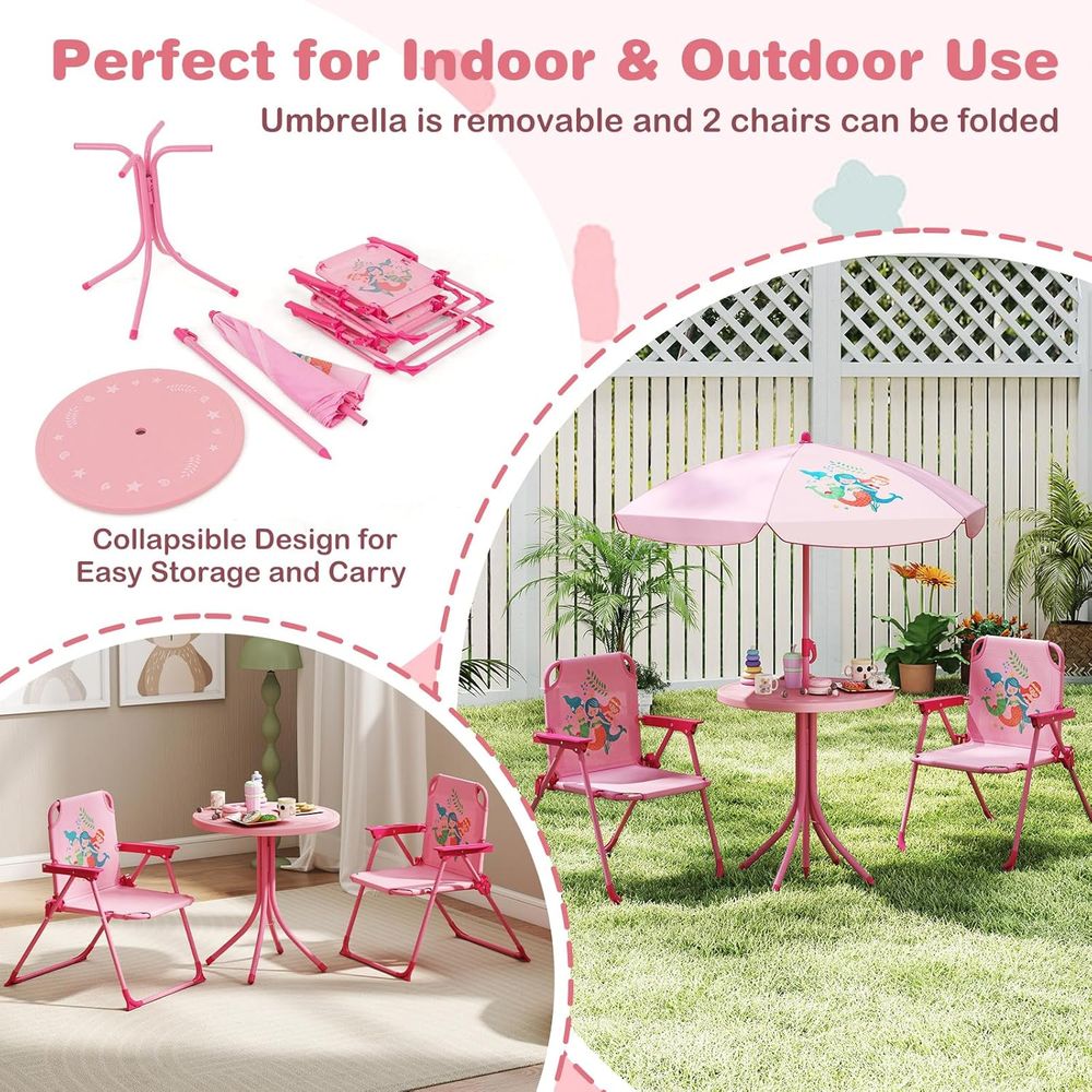 어린이 피크닉 테이블, 접이식 의자 2개가 있는 어린이 - Kids Outdoor Table With Umbrella 리뷰 및 가격