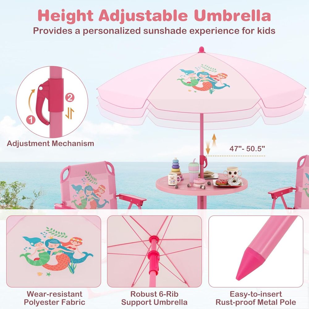 어린이 피크닉 테이블, 접이식 의자 2개가 있는 어린이 - Kids Outdoor Table With Umbrella 리뷰 및 가격