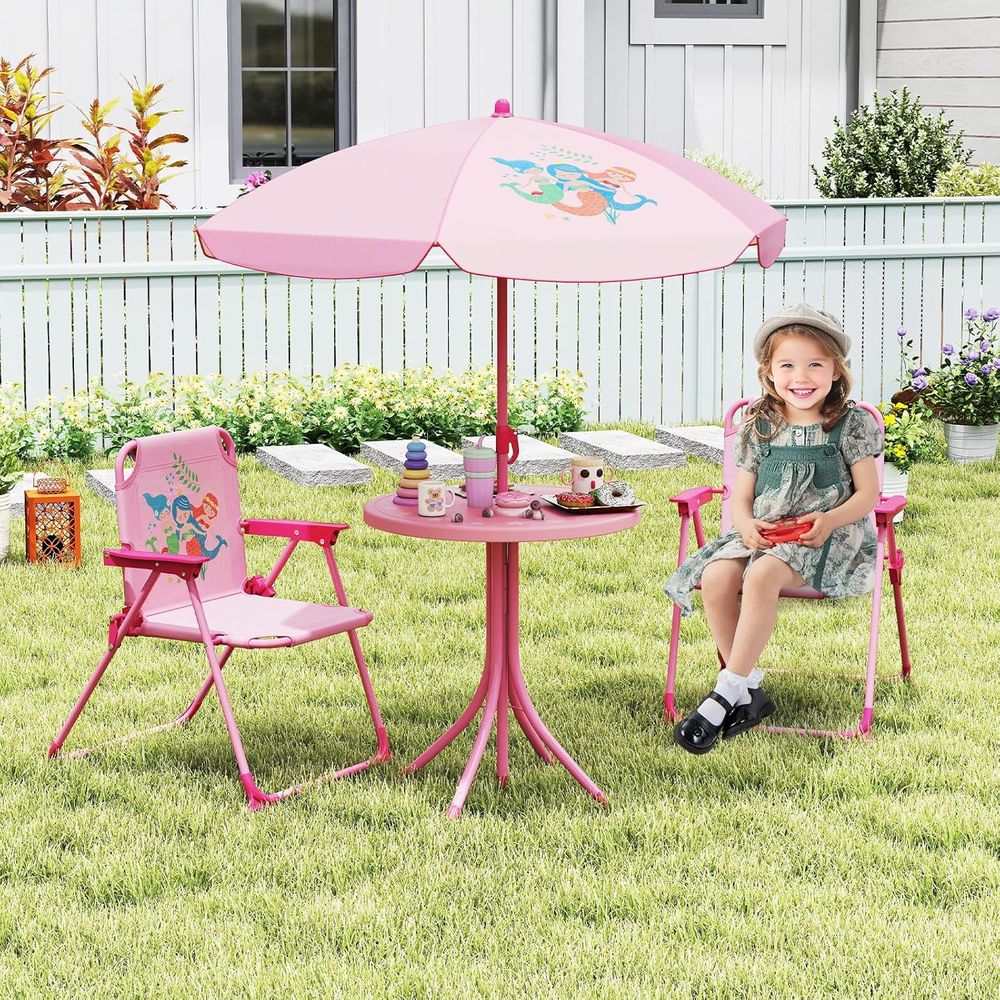 어린이 피크닉 테이블, 접이식 의자 2개가 있는 어린이 - Kids Outdoor Table With Umbrella 리뷰 및 가격