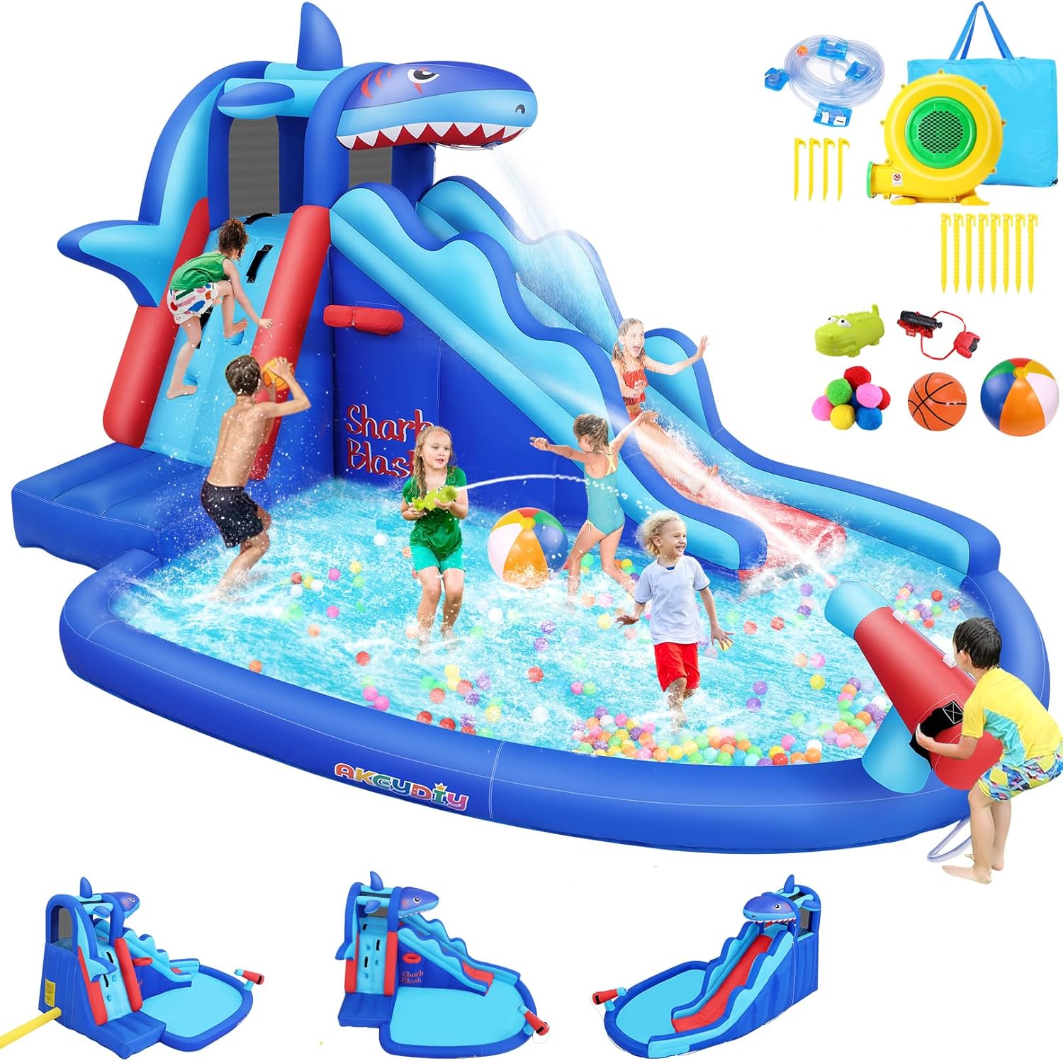 어린이용 상어 테마 에어바운스 워터파크: 야외용 에어  - Kids Outdoor Climbing Wall 리뷰 및 가격