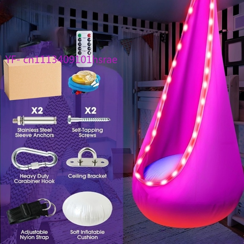 빛나는 LED 풍선 해먹 휴대용 플러시 행잉 스윙 의자 - Kids Outdoor Hammock 리뷰 및 가격