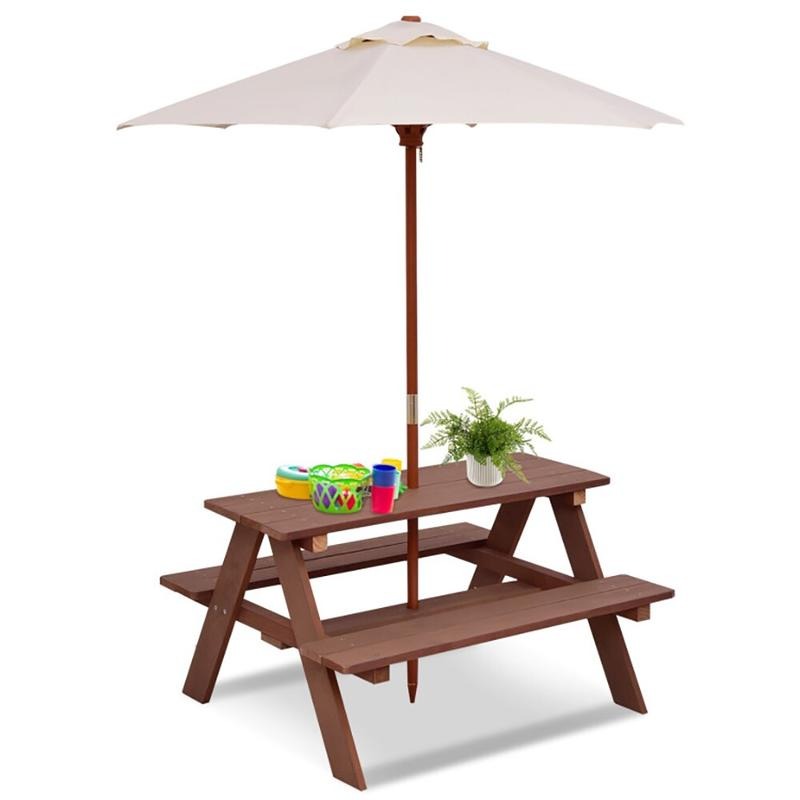 야외용 4인용 어린이 피크닉 테이블 벤치 세트 (탈부착 - Kids Outdoor Table With Umbrella 리뷰 및 가격