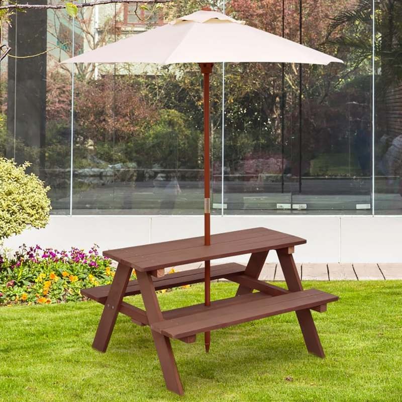 야외용 4인용 어린이 피크닉 테이블 벤치 세트 (탈부착 - Kids Outdoor Table With Umbrella 리뷰 및 가격