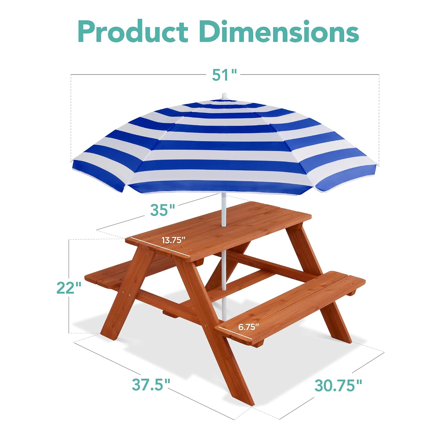 우드 키즈 피크닉 테이블(우산 포함), 야외 활동 테이 - Kids Outdoor Table With Umbrella 리뷰 및 가격