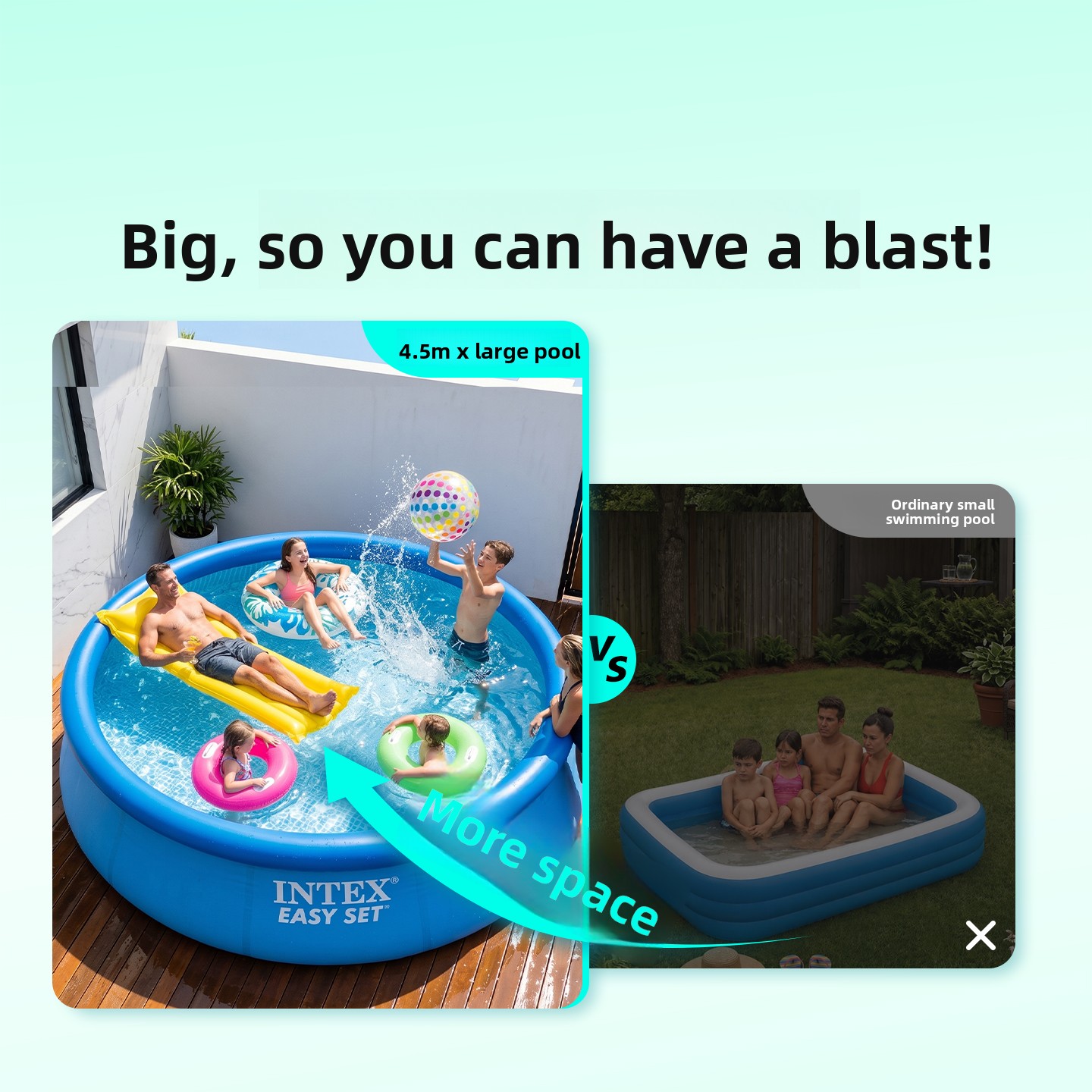대형 가족용 풍선 수영장, 어린이 및 성인용 야외 마당 - Kids Outdoor Pool 리뷰 및 가격