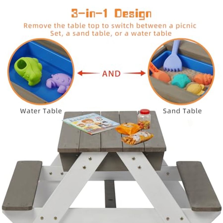 야외 마당 파티오 어린이용 피크닉 테이블: 3-in-1 - Kids Outdoor Table With Umbrella 리뷰 및 가격