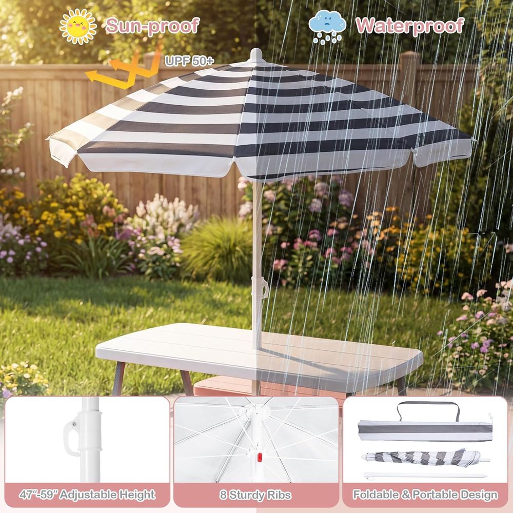 어린이 피크닉 테이블, 유아용 야외 테이블 및 벤치 세 - Kids Outdoor Table With Umbrella 리뷰 및 가격